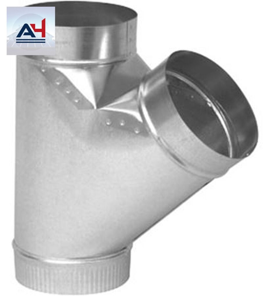 6x4x4 Galvanized Wye Branch Duct Fitting 26 Gauge HVAC