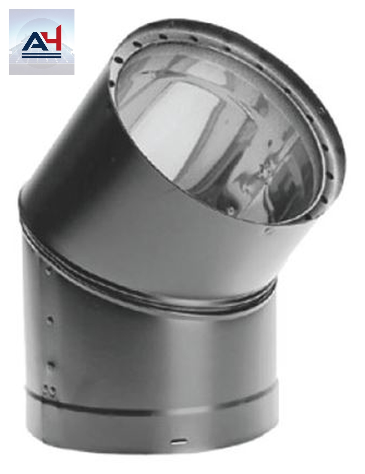 6DVL-E45 6" X 45D DBL-WALL BLACK ELB