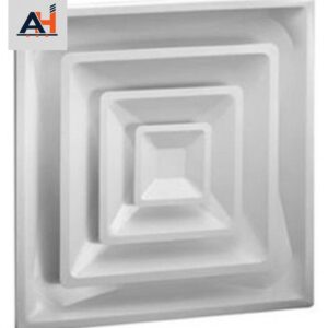 Airvector D F32406 24 in. x 24 in. x 6 in. Steel 3 Cone Ceiling Diffuser, White