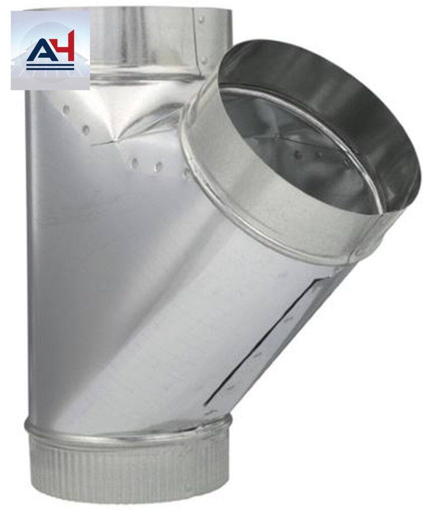 GV1302 8x8x8 Galvanized Steel Duct Wye Fitting