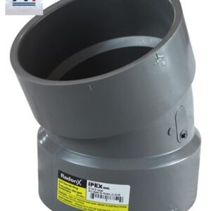 Ipex RadonX 4-inch PVC 22.5 Degree Hub Elbow, Dark Grey