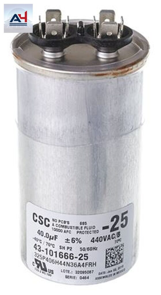 19J01 40 MFD 440VAC Round HVAC Run Capacitor