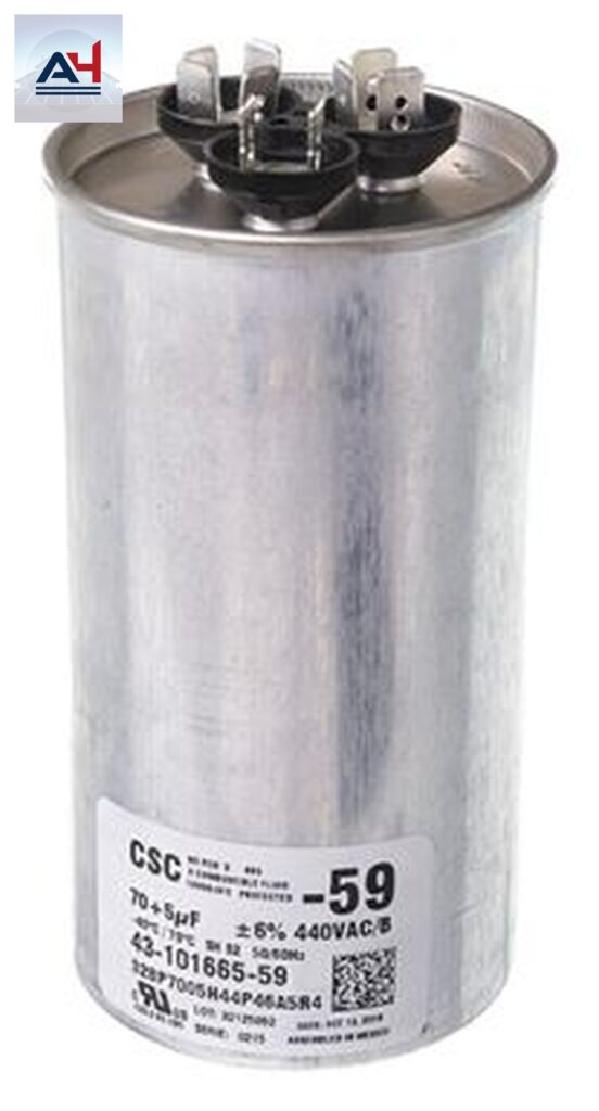 Rheem 440V 43-101665-59 70/5 mfd 440V Single Phase Dual Round