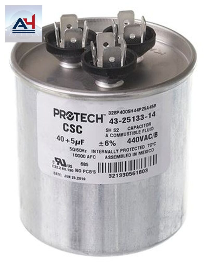 Rheem 440V 43-25133-14 40/5 mfd 440V Single Phase Dual Round