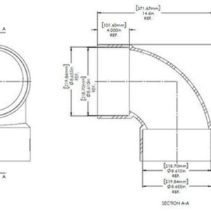 System 636 8" PVC Hub 90 Degree Vent Elbow